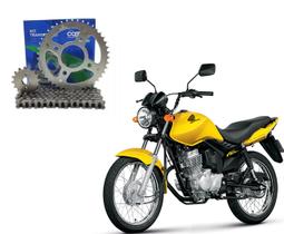 Kit Relação Cobreq Cg Titan Fan Cargo 150 Mix Flex Ano 2005 Até 2016 Tração Corrente Coroa Pinhão Aço 1045 Reforçada H