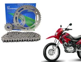 Kit Relação Cobreq Nxr 125 150 Bros Ano 2005 Até 2015 Tração Corrente Coroa Pinhão Aço 1045 Reforçada H