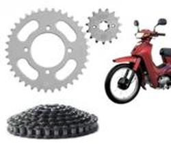 Kit relação crypton 100/105 1998 a 2004 - aço 1045 reforçada riffel Kit relação crypton 100/105 1998 a 2004 - aço 1045 reforçada riffel