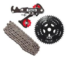 Kit Relação Marchas Bicicleta Coroa + Corrente + Câmbio Tras