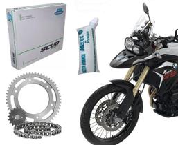 Kit Relação Retentor Scud + Graxa Branca F800Gs F800 Gs F 800GS Tração Corrente Coroa Pinhão Aço 1045 Reforçada H