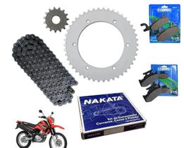 Kit Relação Tração Nakata Aço 1045 Xtz 250 Lander Tenere + Pastilha Dianteira E Traseira Cobreq Até Ano 2016