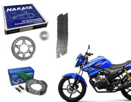 Kit Relação Tração Nakata + Lona Freio Cobreq Fazer 150 Ano 2014 Até 2019 Aço 1045