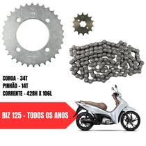 Kit Relação Transmissão Biz 125 - Todos os Anos - Aço 1045 - Original Honda - Envio Imediato Kit Relação Transmissão Biz 125 - Todos os Anos - Aço 1045 - Original Honda - Envio Imediato