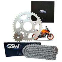 Kit Relação Transmissão - Coroa, Pinhão, Corrente com Retentor - GSW - Ktm Duke 200 (2015-2021) 42/14t 520h110l Kit Relação Transmissão - Coroa, Pinhão, Corrente com Retentor - GSW - Ktm Duke 200 (2015-2021) 42/14t 520h110l