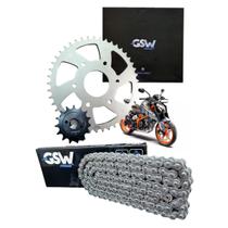 Kit Relação Transmissão - Coroa, Pinhão, Corrente com Retentor - GSW - Ktm Duke 390 (2015-2025) - 45/15t 520h112l