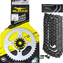 Kit Relação Transmissão Dafra Apache 150 2010 a 2015 Reforçado Aço 1045 Durag + Maxx Premium