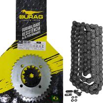 Kit Relação Transmissão Honda Pop 100 2007 a 2015 Com Retentor Reforçado Aço 1045 Durag + Maxx Kit Relação Transmissão Honda Pop 100 2007 a 2015 Com Retentor Reforçado Aço 1045 Durag + Maxx