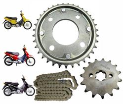 Kit Relação Transmissão Tração Biz 100 1998 Á 2005 Todas Aço 1045