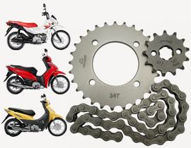 Kit Relação Transmissão Tração Honda Biz125 / Biz110 /todos anos aço1045