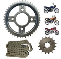 Kit Relação Transmissão Tração Honda Titan Fan Start 150 Aço 1045 completa