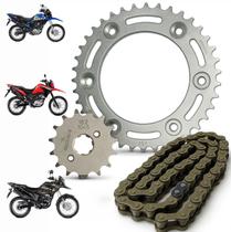 Kit Relação Transmissão Tração Honda Xre 190 / Nxr 160 Bros Aço1045