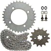 Kit relação transmissão tração Pop100 Biz125 com retentor