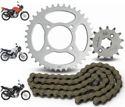 Kit Relação Transmissão Tração Yamaha Ybr 125 / Factor 125 Aço 1045 completa