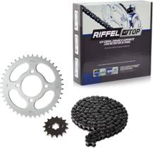 Kit Relação Transmissão Yamaha Fazer150 2014 até2020 com Retentor (O-ring) TOP Aço 1045 Riffel 91390