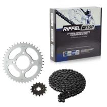 Kit Relação Transmissão Yamaha XTZ 125 2002 até 2006 com Retentor (O-ring) TOP (1045) Riffel 91088