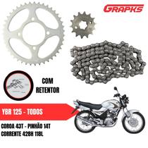 Kit Relação Transmissão Ybr 125 com Retentor Yamaha Todos os Anos Original Grapks