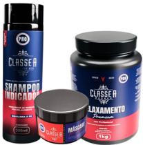 Kit Relaxamento Alisamento Para Cabelo Classe A Com Shampoo Indicador + Mascara Pós Química Incluso