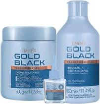 Kit Relaxante + Neutralizante + Reparador Gold Black Amend