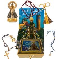 Kit Religioso Completo Nossa Senhora Aparecida Caixa MDF Our Lady 6 Itens de Fé Kit Religioso Completo Nossa Senhora Aparecida Caixa MDF Our Lady 6 Itens de Fé
