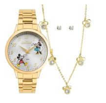 Kit Relogio Adolescente Condor Disney Mickey Minnie Dourado