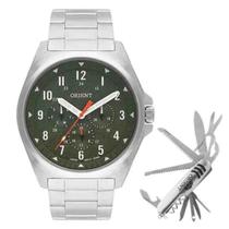 Kit Relógio + Canivete Multifunção Orient Prata Masculino MBSSM086 KP74E2SX