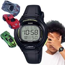 Kit Relógio Casio Infantil Masculino Meninos Digital Resistente Agua 50 Metros Redondo Pequeno Alarme Preto LW-203 + 3 Carrinhos Kit Relógio Casio Infantil Masculino Meninos Digital Resistente Agua 50 Metros Redondo Pequeno Alarme Preto LW-203 + 3 Carrinhos