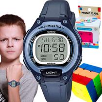Kit Relógio Casio Infantil Masculino Meninos Digital Resistente Agua 50 Metros Redondo Pequeno Alarme Preto LW-203 + Cubo Magico Kit Relógio Casio Infantil Masculino Meninos Digital Resistente Agua 50 Metros Redondo Pequeno Alarme Preto LW-203 + Cubo Magico