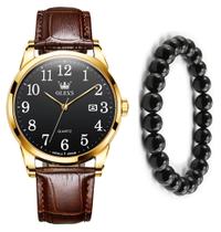 Kit Relógio Casual Masculino Olevs Gold E Pulseira