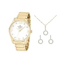 Kit Relógio Champion Dourado Feminino CN26215W