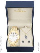 Kit Relógio Champion Dourado Feminino CN26706W + SEMI JOIA