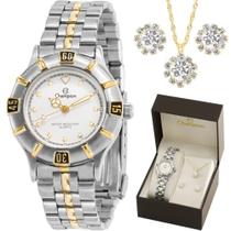 Kit Relógio Champion Feminino Bicolor com Colar e Brincos CH38155O Kit Relógio Champion Feminino Bicolor com Colar e Brincos CH38155O