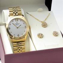 Kit Relógio Champion Feminino CN25298W Colar + Brincos Kit Relógio Champion Feminino CN25298W Colar + Brincos