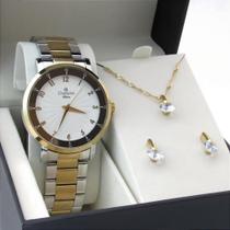 Kit Relógio Champion Feminino CN26662C Colar + Brincos