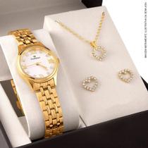 Kit Relogio Champion Feminino Elegance + Conjunto Semi Joia CH24900W