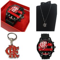 Kit Relógio CLUBE de REGATAS do F L A M E N G O / M E N G Ã O + Chaveiro + Corrente inox Na Caixa