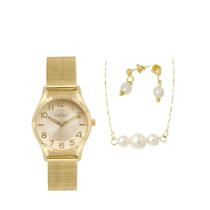 Kit Relógio + Colar e Brincos Condor Dourado Feminino CO2036MVL/K4D Kit Relógio + Colar e Brincos Condor Dourado Feminino CO2036MVL/K4D