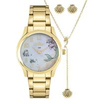 Kit Relógio Coleção Disney Pequena Sereia Dourado + Colar e Brincos Kit Relógio Coleção Disney Pequena Sereia Dourado + Colar e Brincos