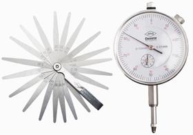 Kit Relógio Comparador 0-10mm + Calibre De Folga 22 Lâminas