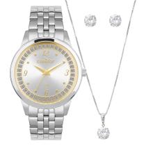 Kit Relógio Condor Feminino Brilho Prata - CO2035NUE/K4K Kit Relógio Condor Feminino Brilho Prata - CO2035NUE/K4K