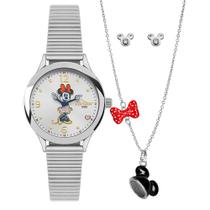 Kit Relógio Condor Feminino Disney Minnie Prata - CO2025AD/K4K