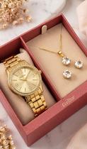 Kit Relógio Condor Feminino Dourado Original Com Colar e Brincos Kit Relógio Condor Feminino Dourado Original Com Colar e Brincos