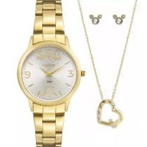 Kit Relógio Condor Feminino Mini Dourado Disney