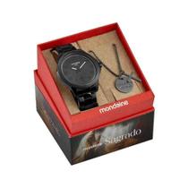 Kit Relógio+Cordão Sagrado Pai Nosso Preto Masculino 99753G