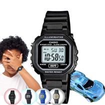 Kit Relógio de Pulso Casio Infantil Masculino Resistente Água Calndário Alarme Digital LA-20WHS + Brinde