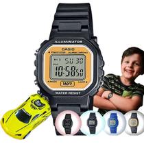 Kit Relógio de Pulso Casio Infantil Masculino Resistente Água Calndário Alarme Digital LA-20WHS + Brinde
