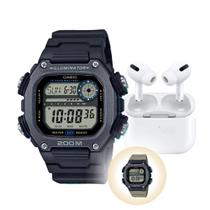 Kit Relógio de Pulso Casio Masculino Digital Hora Mundial DW-291HX Puseira Extra Longa 5 Alarmes Prova D Água 200M + Fone Bluetooth