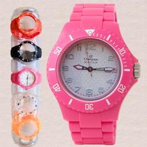 Kit Relógio de Pulso Champion Troca Pulseira Feminino Analógico Esportivo CP30119X + 4 Pulseiras