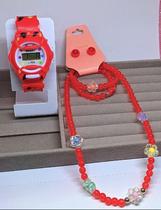 Kit Relógio de Pulso Infantil Digital Esportivo para Meninas Colorido + Colar Pulseiras e Brincos Miçangas Flor Smile