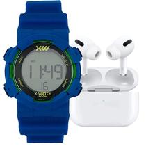 Kit Relógio de Pulso X-Watch Esportivo Jovem Adoslescente Digital Prova D Água Silicone Azul Rosa Verde Amarelo Vermelho XKPPD + Fone Ouvido Bluetooth